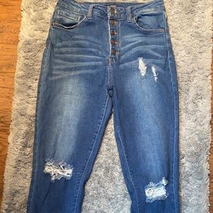Forever 21 distressed button fly skinny jeans size 28 (8-10)
